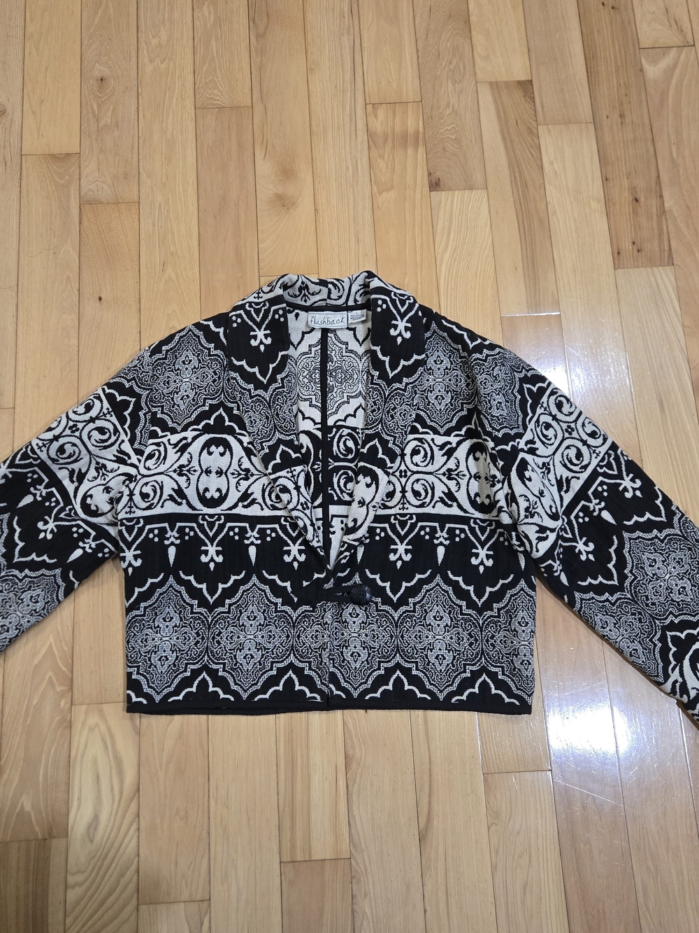 90S Flashback Women's Paisley Jacket in Black & White